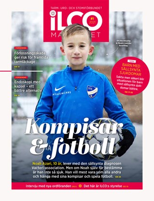 Magasinets framsida som visar porträttbild av Noah Azari med en fotboll i famnen i vintrig utomhusmiljö.